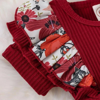 Vestito morbido per bambina - stampa floreale, dettagli con fiocco, cotone-elastan, abbigliamento estivo