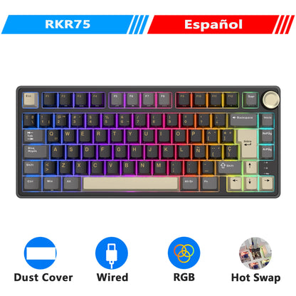 Teclado mecánico R75 junta 80 teclas RGB Hot Swap español