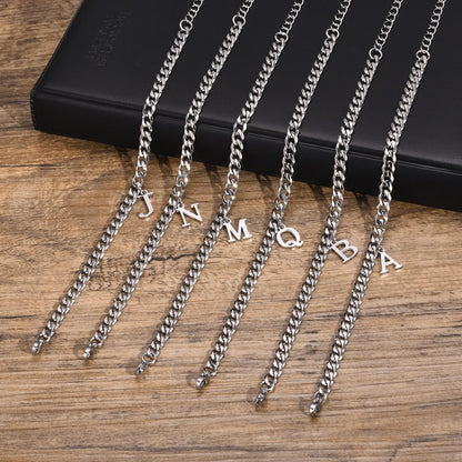 Initials kubansk lenke armbånd rustfritt stål justerbart