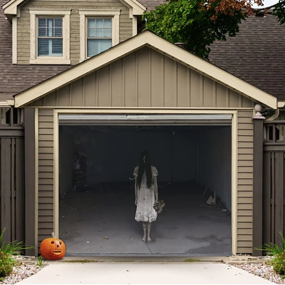 Halloween-spandoek met geest en zombie voor garagedeur, binnen- en buitendecoratie voor Halloweenfeest 2026
