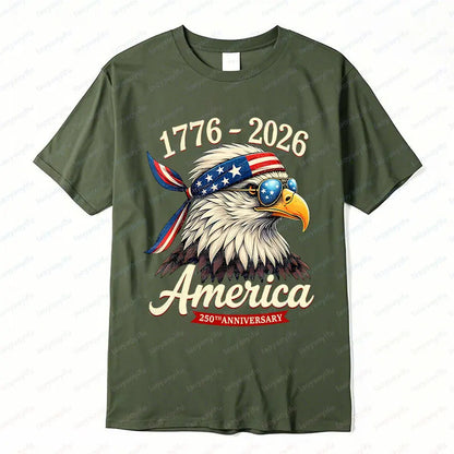 Soft Unisex Bald Eagle Graphic Tee - Short-Sleeve, Durable Cotton, For 250th Anniversary Independence Day Celebration