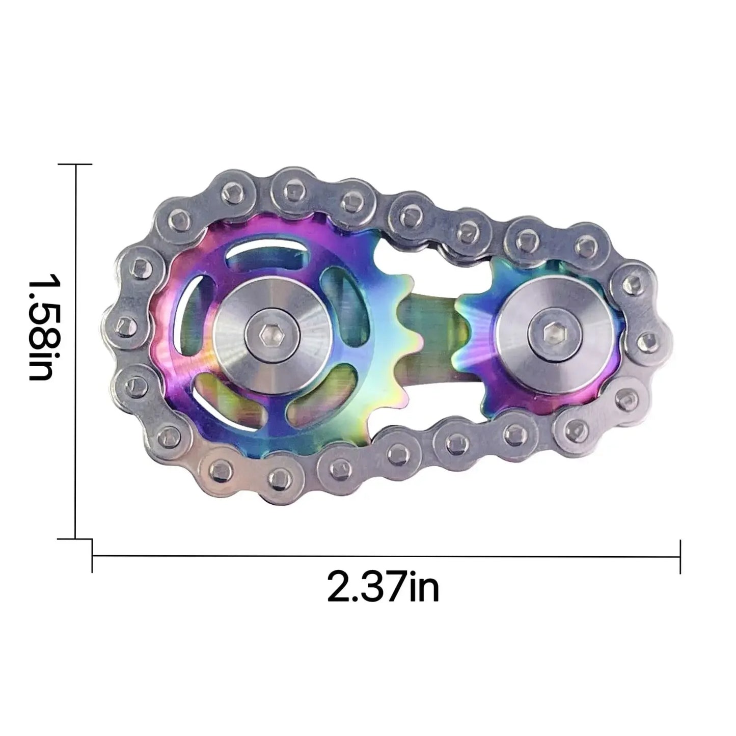Fidget Spinner Metal Chain Gear EDC Rainbow Focus Toy