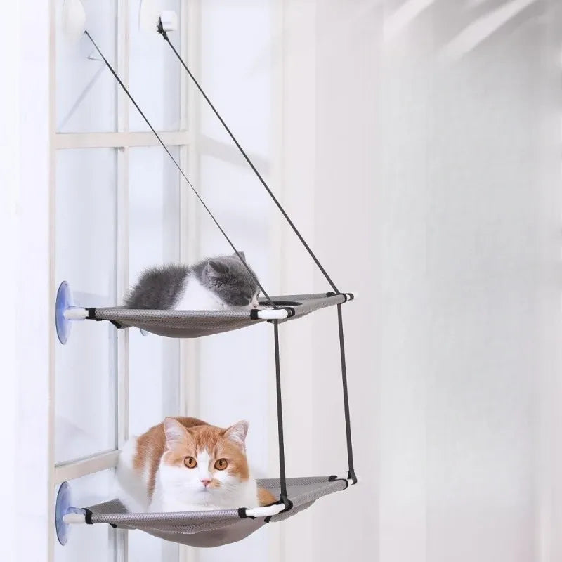 Amaca per Gatto Letto da Finestra Doppio Piano Montaggio a Ventosa Posto Soleggiato Sedile Accogliente per Pisolino Montato a Parete Autunno 2025