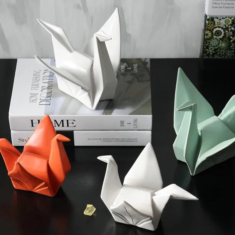 Ceramic Bird Statue Origami Sculpture Modern Desktop Home Decor Fall 2025 Accent Minimalist Office Gift