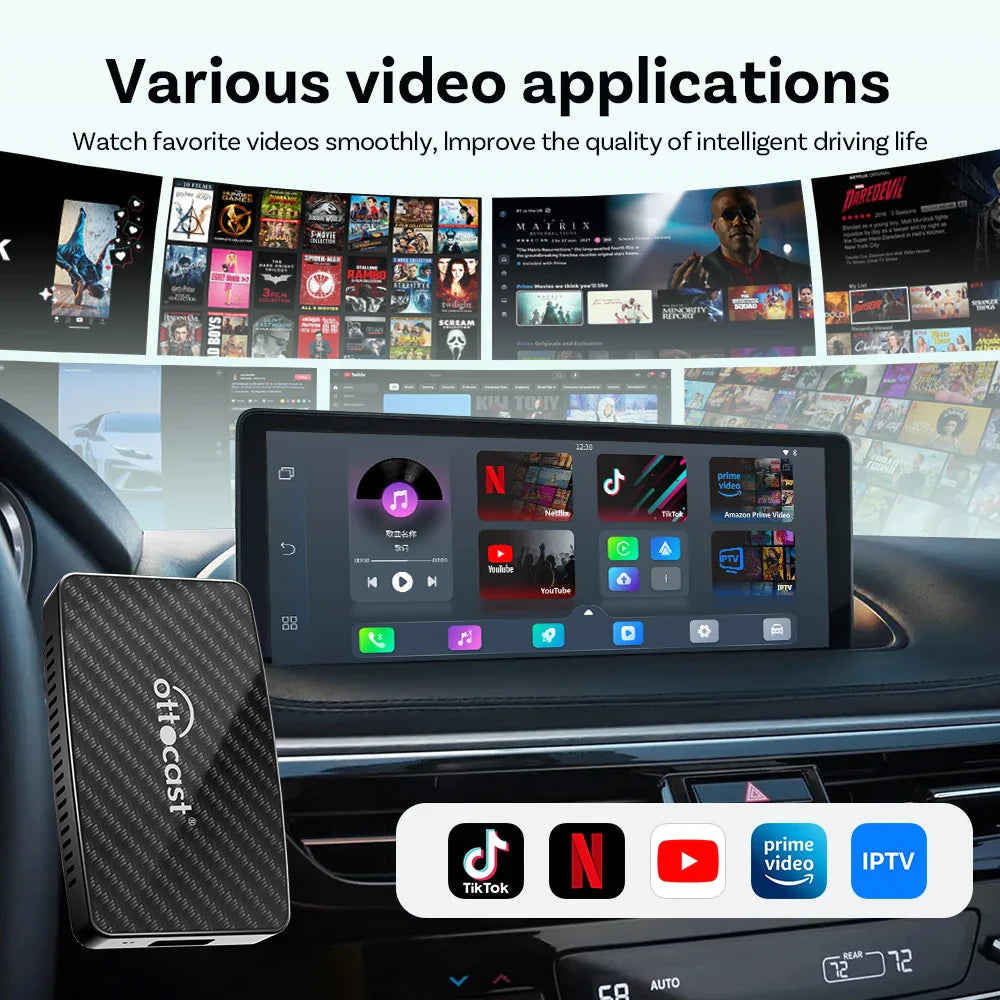 CarPlay Box Draadloze AI Auto Adapter Ingebouwd YouTube Netflix Android Auto 5G WiFi Najaar 2025 Voor de meeste auto's