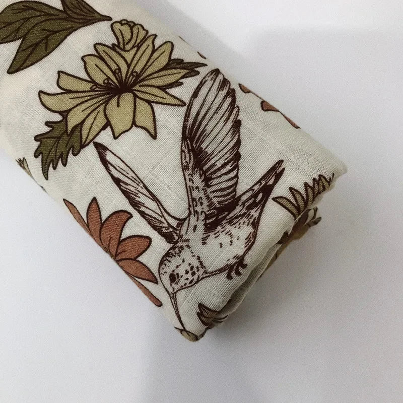 Bambus Musselin Pucktuch 120x120 Cm Blumen Neugeborenen Bettwäsche Herbst 2025 Atmungsaktiv Umweltfreundlich Baby Geschenk
