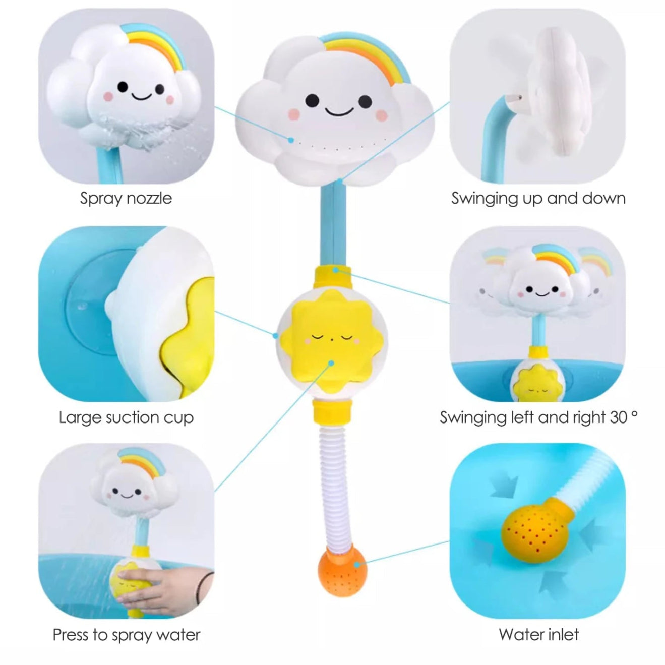 1pcs Kids Cloud Shower Toy - Baby Bathtub Water Toy for Boys and Girls, Fun Comfort Gift