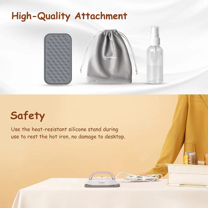 Mini Travel Iron for Clothes - Portable Electric Iron, Fast Heating 30s, Dual Voltage 220V