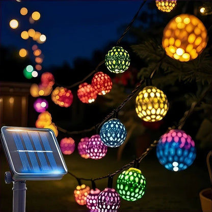 Luci a stringa solari palla marocchina LED impermeabili 8 modalità decorazione festa da giardino Natale 2026