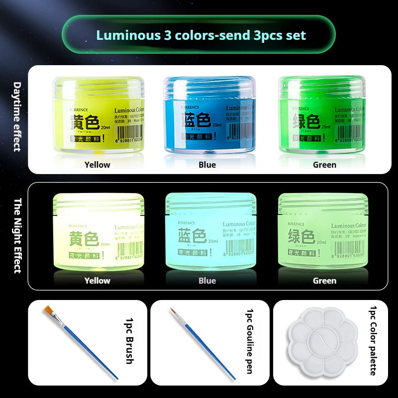Glow in the dark pigment – lysende fluorescerende akrylmalesæt til DIY-graffiti, tasker og sko – TikTok viral 2026