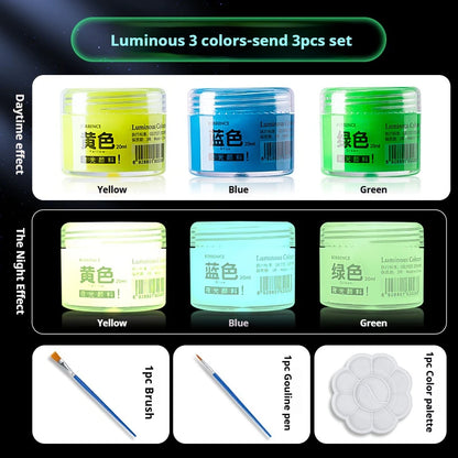 Glow in the dark pigment – lysende fluorescerende akrylmalesæt til DIY-graffiti, tasker og sko – TikTok viral 2026