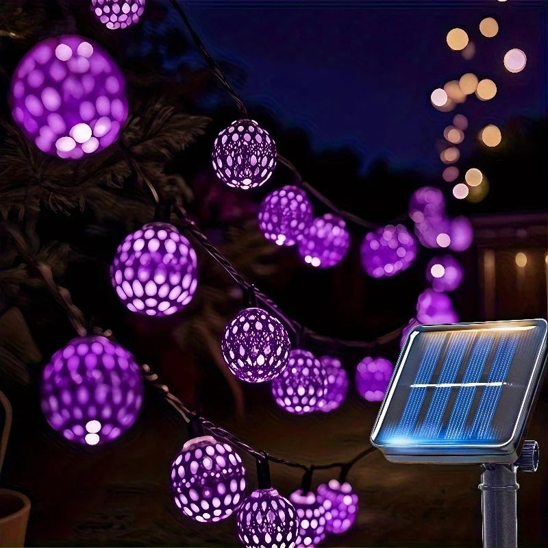 Luci a stringa solari palla marocchina LED impermeabili 8 modalità decorazione festa da giardino Natale 2026