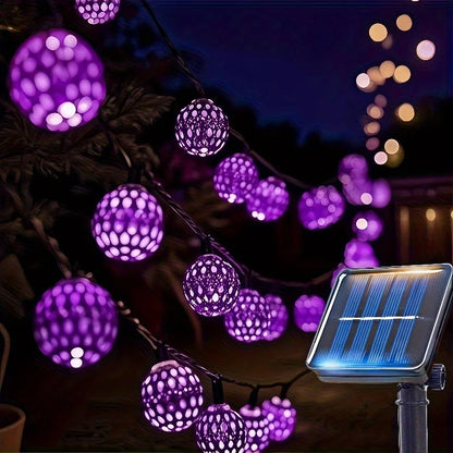Luci a stringa solari palla marocchina LED impermeabili 8 modalità decorazione festa da giardino Natale 2026