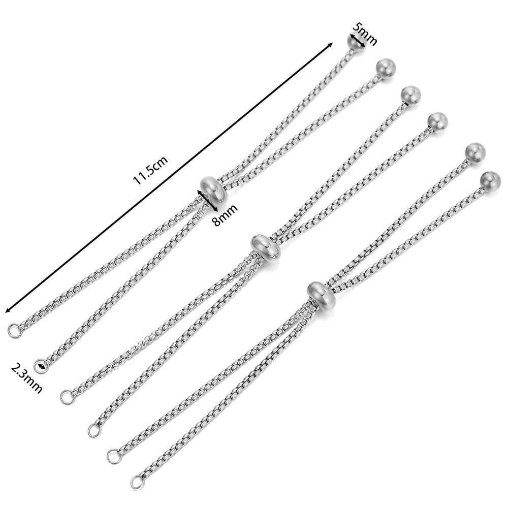 Extensores de Pulsera de Acero Inoxidable Deslizadores Ajustables 3 Piezas