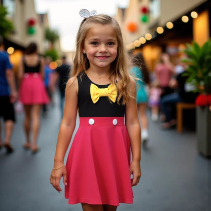 Breathable girls' dress - lace-up sling, sleeveless, flowy, polyester, for summer