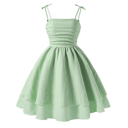 Lightweight Girls' Dress - Tiered Sling Dress, Polyester Elastane, For Birthday Party, Pageant, Communion