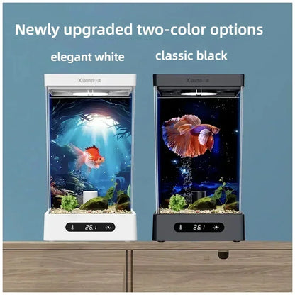 Betta Tank 2L Smart Selv-cirkulerende Desktop Akvarium Mini Med Varmelegeme Og LED Efterår 2025 Skrivebordsdekoration Lav Vedligeholdelse
