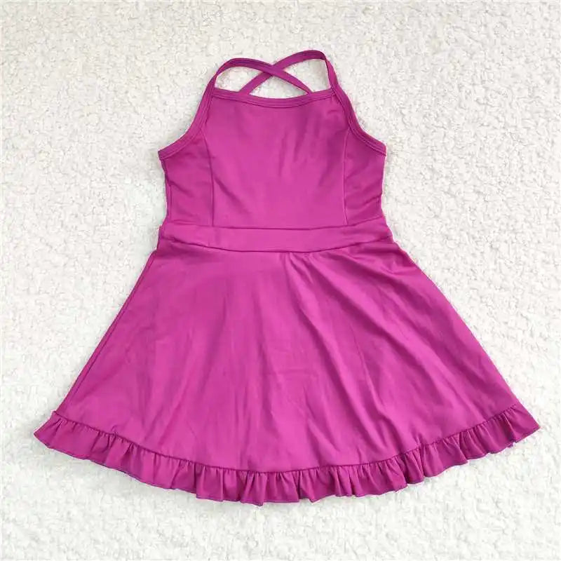 Soft girls' knit dress – knee-length, cotton-elastane, casual wear for active play