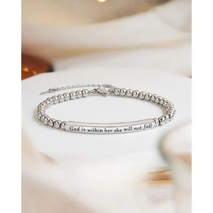 Classic women's chain bracelet – letter design, metal, lobster-claw clasp, faith-inspired