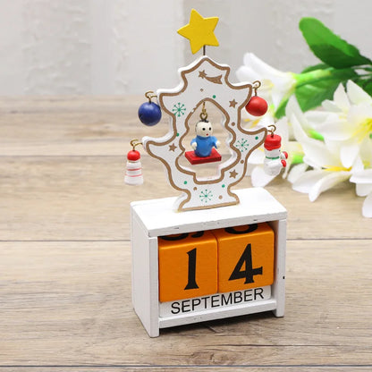 Adorno de calendario de cuenta regresiva de madera para Navidad, decoración de mesa