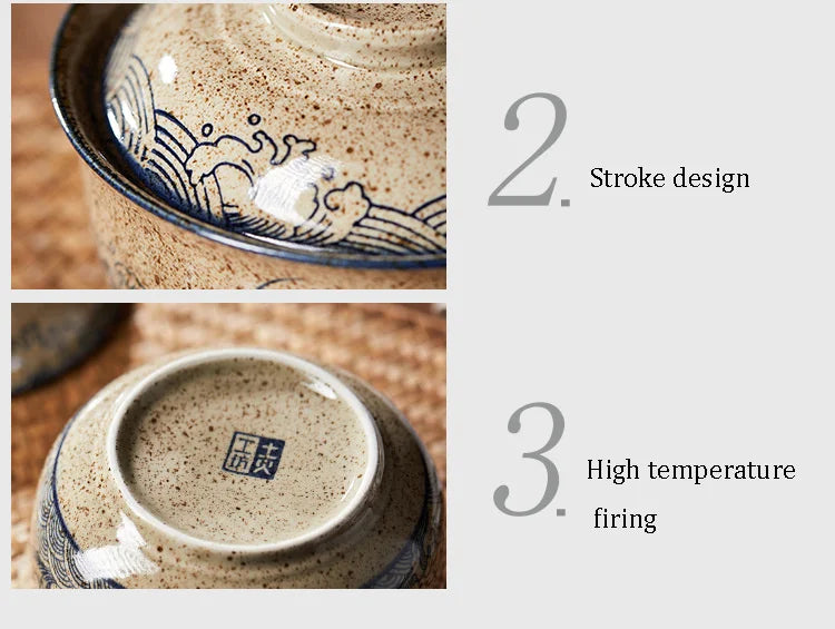 Ramen Skål Stor Keramik Med Lock Retro Höst 2025 Bordsporslin