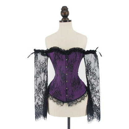 Corsetto da donna di supporto - scollo a barca, pizzo satinato