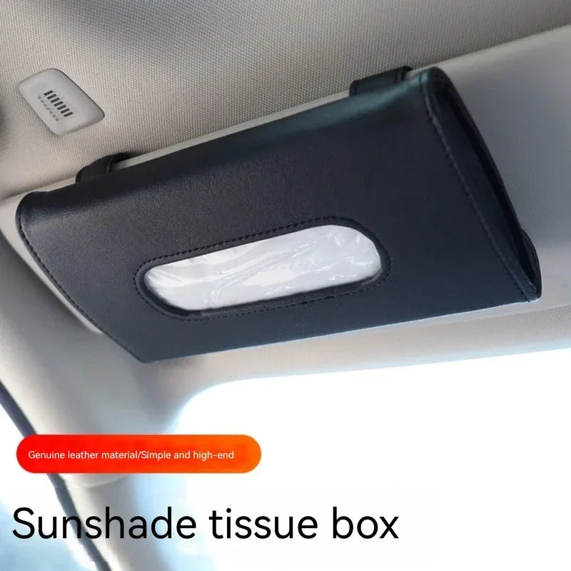 Car Tissue Box Holder - Sun Visor Accessory for Auto Interior Storage & Car Accessories PU Leather