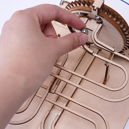 Kit di Puzzle Meccanico 3D in Legno per Corsa di Biglie, Pista a Ingranaggi, Giocattolo STEM, Ritorno a Scuola 2025, Regalo Educativo