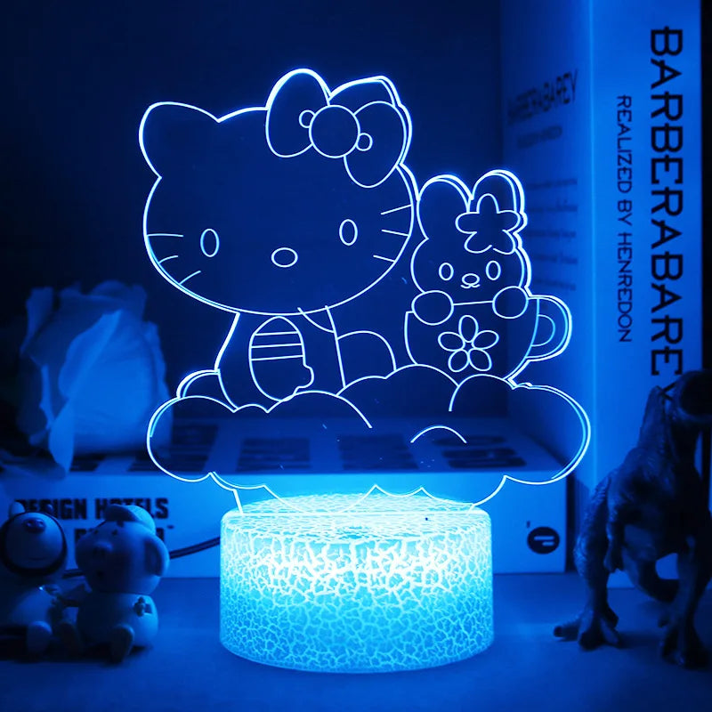 Hello Kitty 3D Anime LED Night Light - Cute Bedroom Lamp