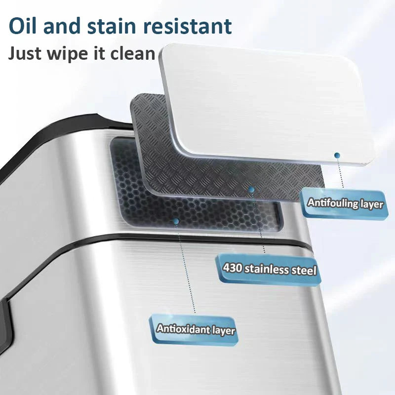 Trash Can 20L Stainless Steel Sensor Kitchen Bin Hands Free