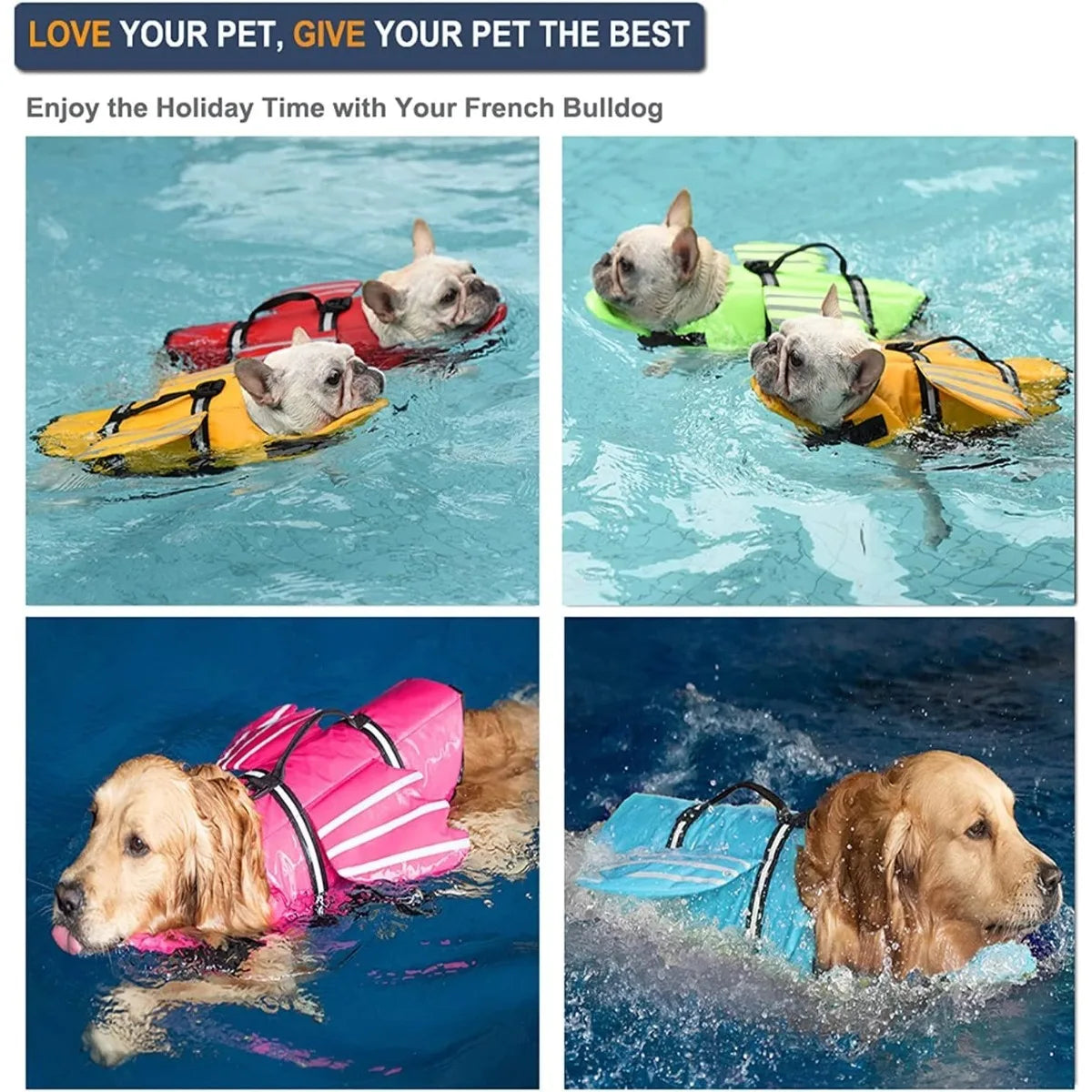 Dog Life Jacket with Chin Float & Rescue Handle – Reflective Adjustable Oxford Swimming Vest All Sizes 2026
