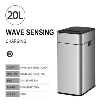Trash Can 20L Stainless Steel Sensor Kitchen Bin Hands Free
