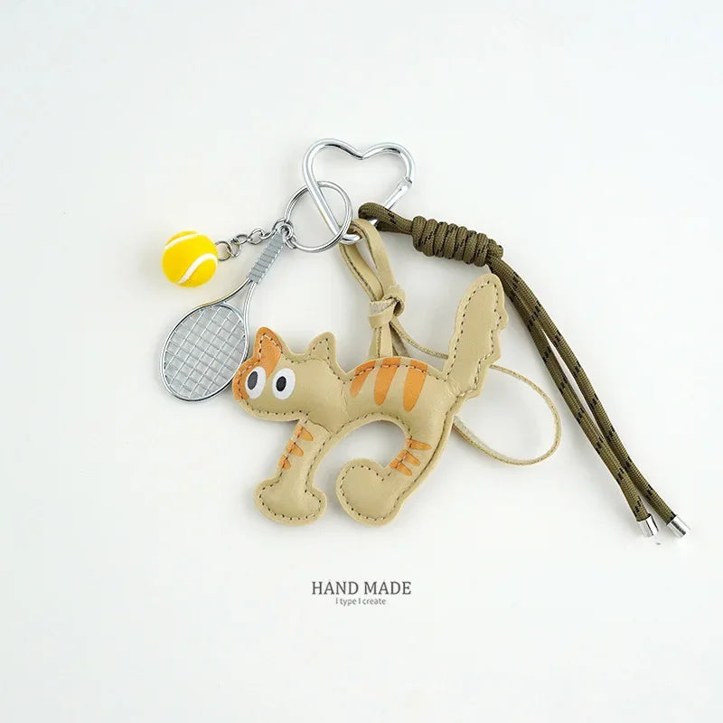 Flätad repväska charm läder tax nyckelring estetisk