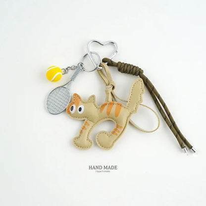 Flätad repväska charm läder tax nyckelring estetisk