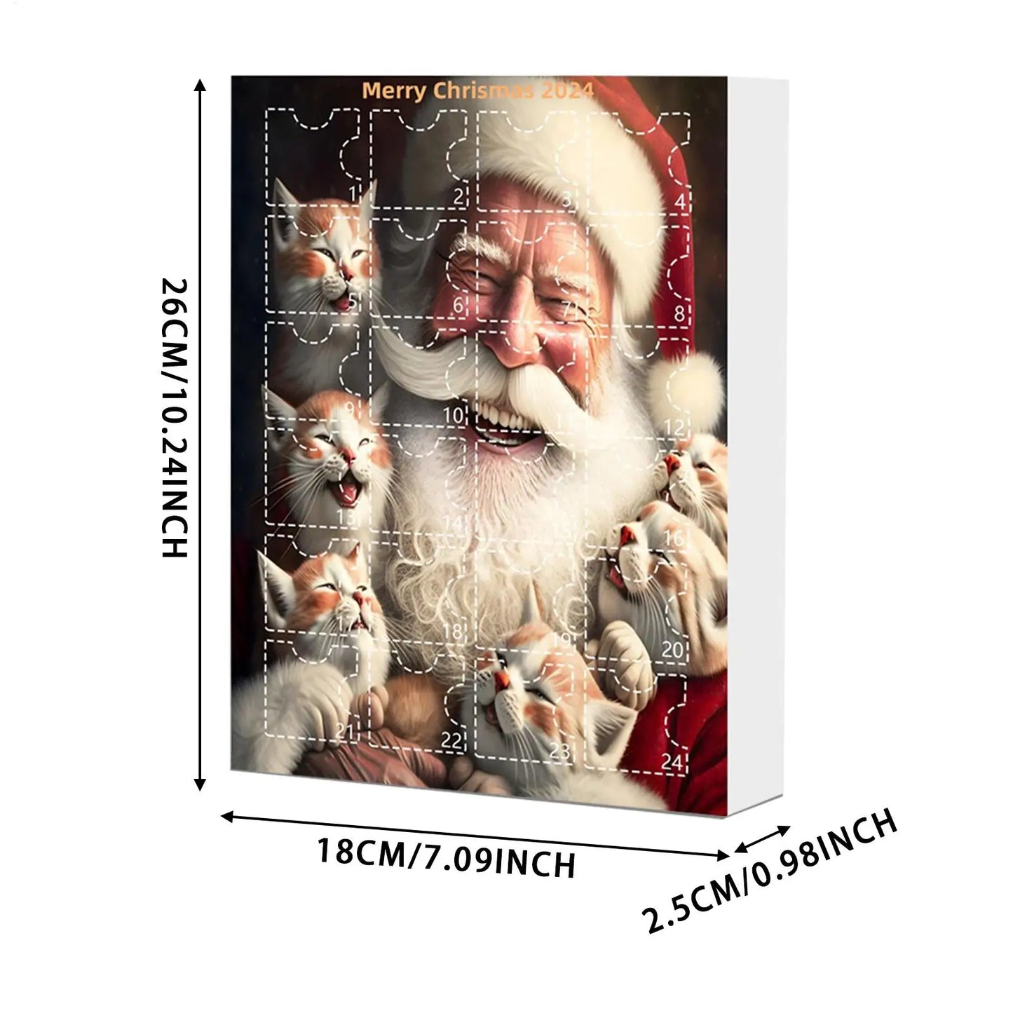 Calendario de Adviento de Gato 24 Días Adornos de Árbol Navidad