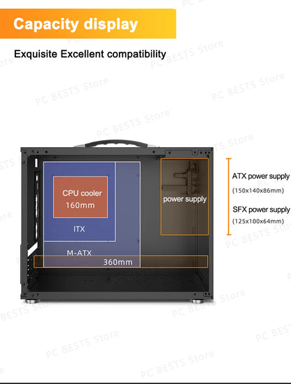 Boîtier PC Mini ITX Côté Transparent Refroidissement Liquide 240mm