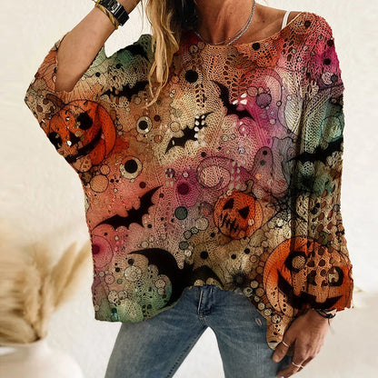 Lightweight Flowy Womens Sweater - Hollow Knit Tunic Autumn