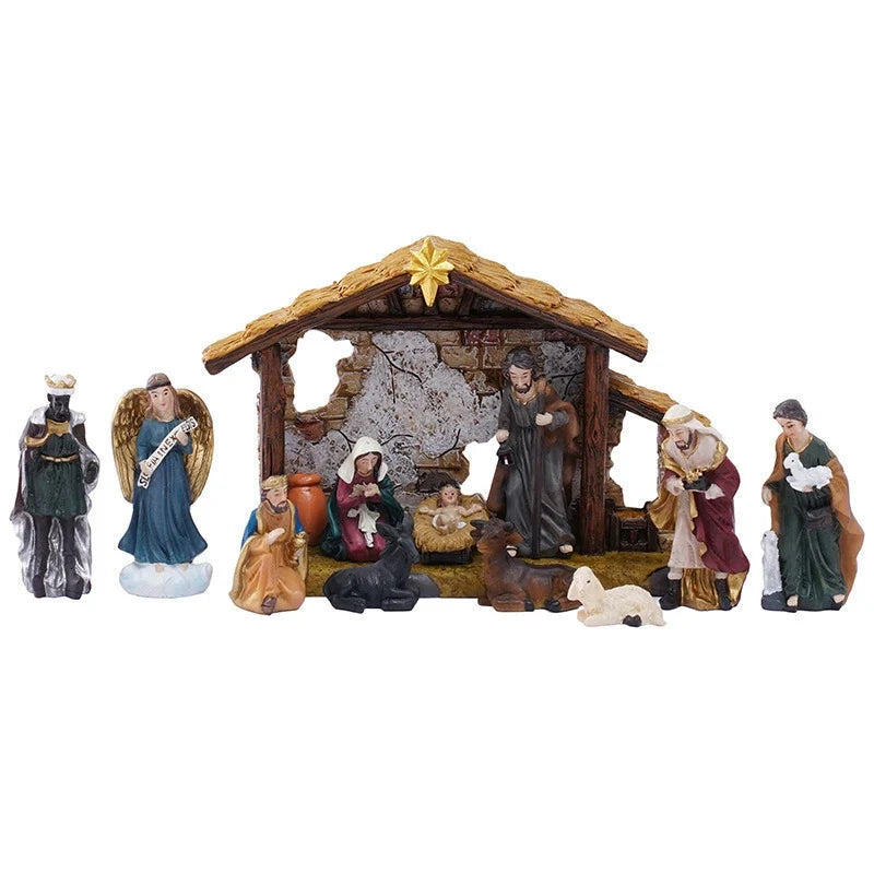Nativity Scene 5cm Resin Set Table Centerpiece Christmas 2025 Gift Box Decor
