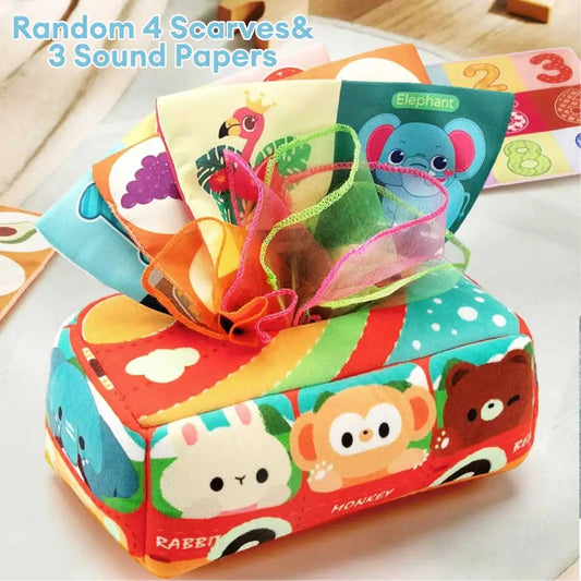Montessori Cloth Tissue Box Toy Newborn Sensory Toys