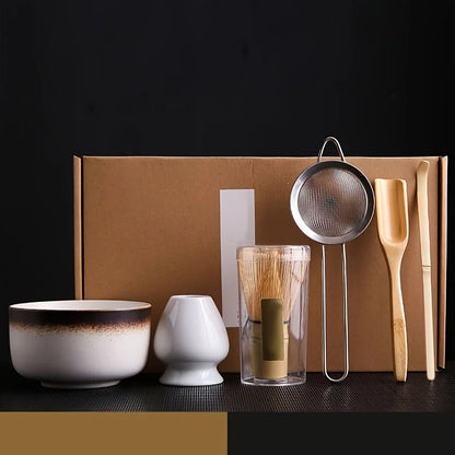 Matcha Tesæt 6 dele Keramisk Skål Piskeris Ske Gave Ceremoni