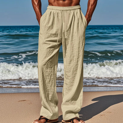 Drawstring Casual Beach Trousers - Loose Comfortable Solid Color Pants for Summer