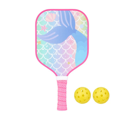 Lightweight Kids Pickleball Paddles Set with Small Grip, Honeycomb Core, Fiberglass, Ages 6-12, Includes 2 Paddles and 2 Balls