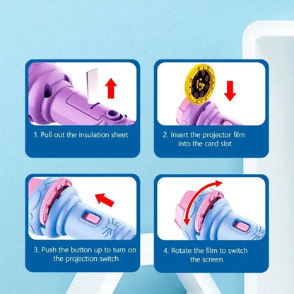 Juego creativo de proyector de linterna de dibujos animados para niños: 10 tarjetas con 80 patrones, compañero perfecto de cuento antes de dormir