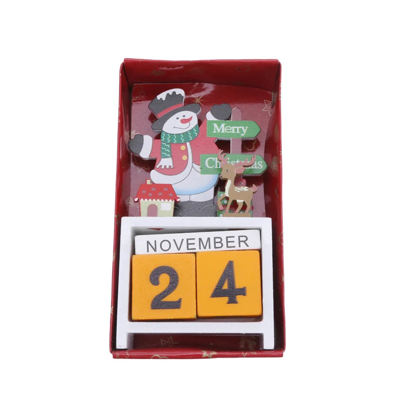 Adorno de calendario de cuenta regresiva de madera para Navidad, decoración de mesa