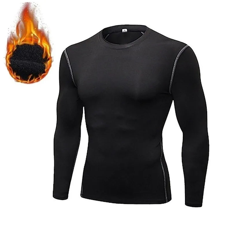 Men's Thermal Fleece Compression Undershirts for Winter Sports - Lightweight, Moisture-Wicking Fitness Gear