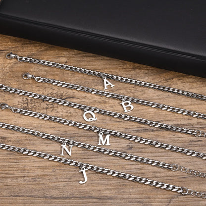 Initials kubansk lenke armbånd rustfritt stål justerbart