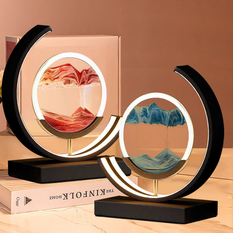 3D Rotating Hourglass LED Lamp - Unique Sand Art Table Light for Home Decor, Relaxing Ambiance, Perfect Gift Idea