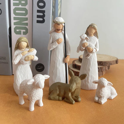 Nativity Figurine Set - Hand-Painted Resin Nativity Scene, Christmas Decor 2025 Gift Idea