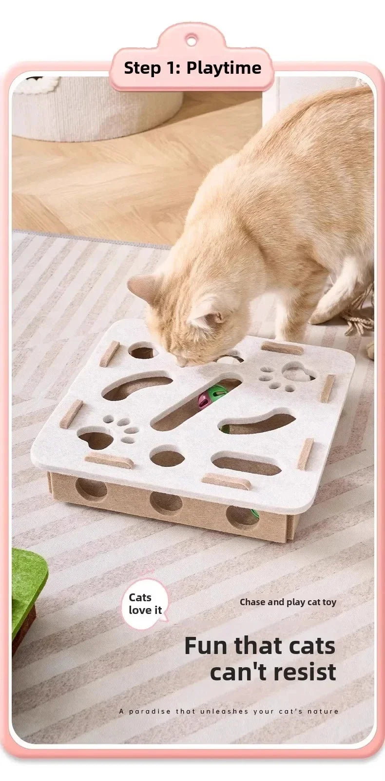 Cat Puzzle Toy Box With Ball Suede Felt Indoor Cat Exercise Entertainment Eco Friendly Gift 2026 TikTok Viral