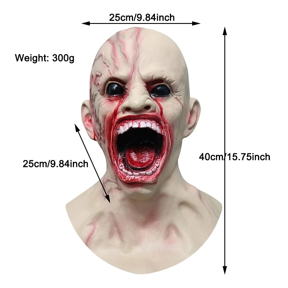 Griezelig latex zombiemasker dat het hele gezicht bedekt, horrormasker voor volwassenen, cosplayrekwisiet voor Halloweenfeesten, geïnfecteerd kostuum 2026